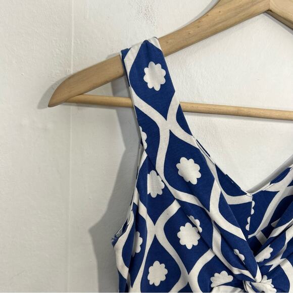 Boden Blue White Geometric Twist Front Jersey Maxi Dress Size 4 - Picture 10 of 16
